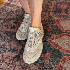 New Balance Women’s Light Beige Suede & Mesh Sneakers